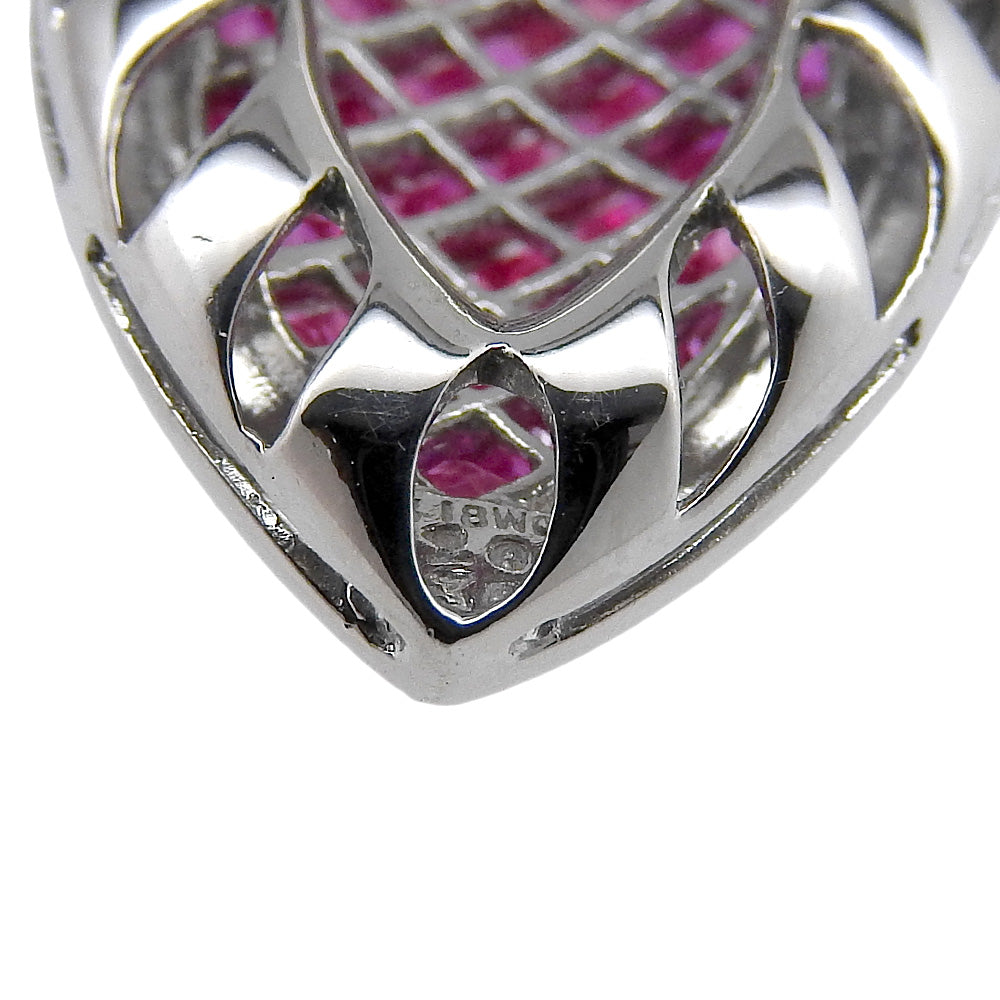 K18 White Gold Ruby Diamond Pendant Top