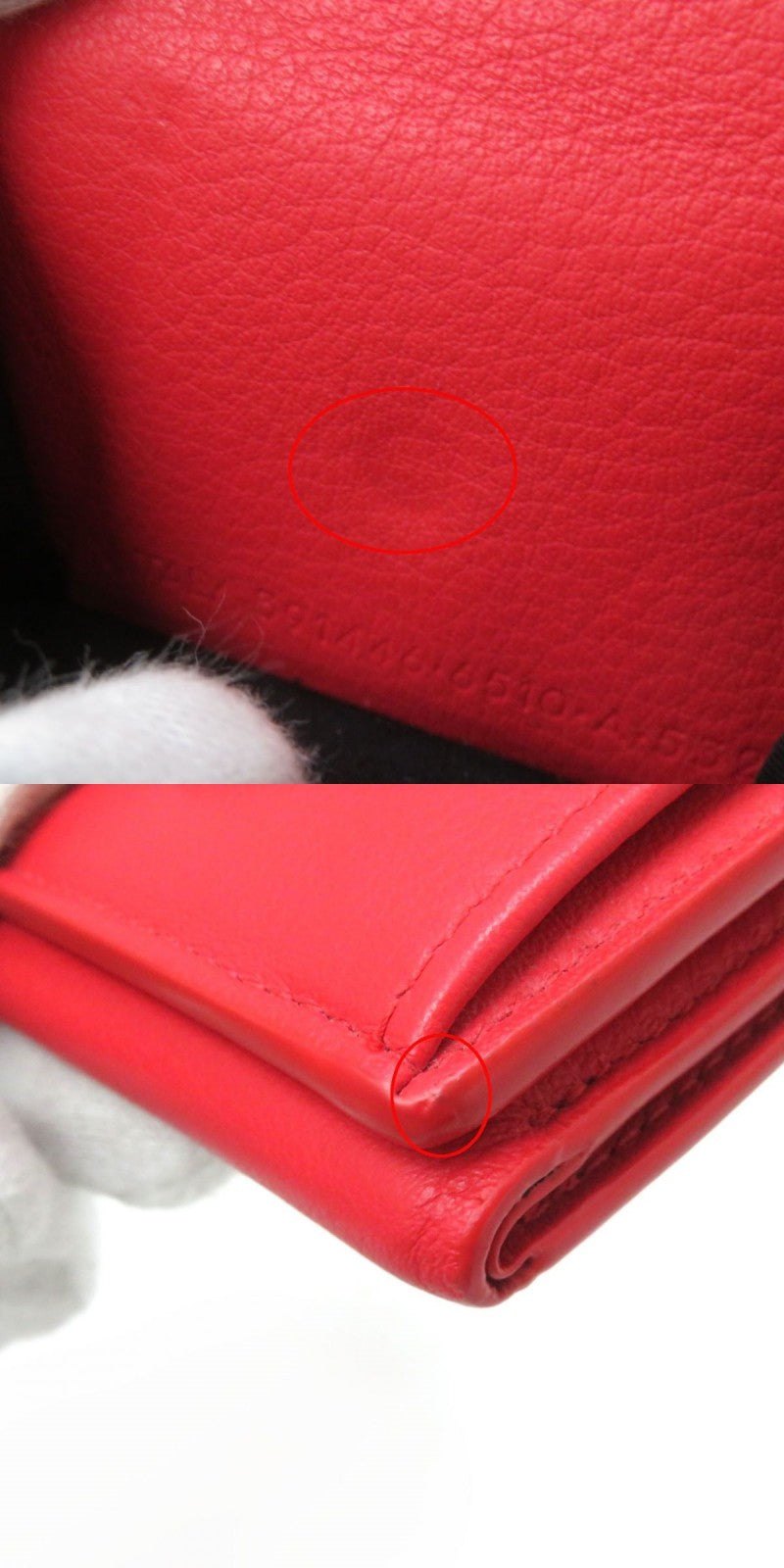 Balenciaga Logo Leather Mini Wallet Red