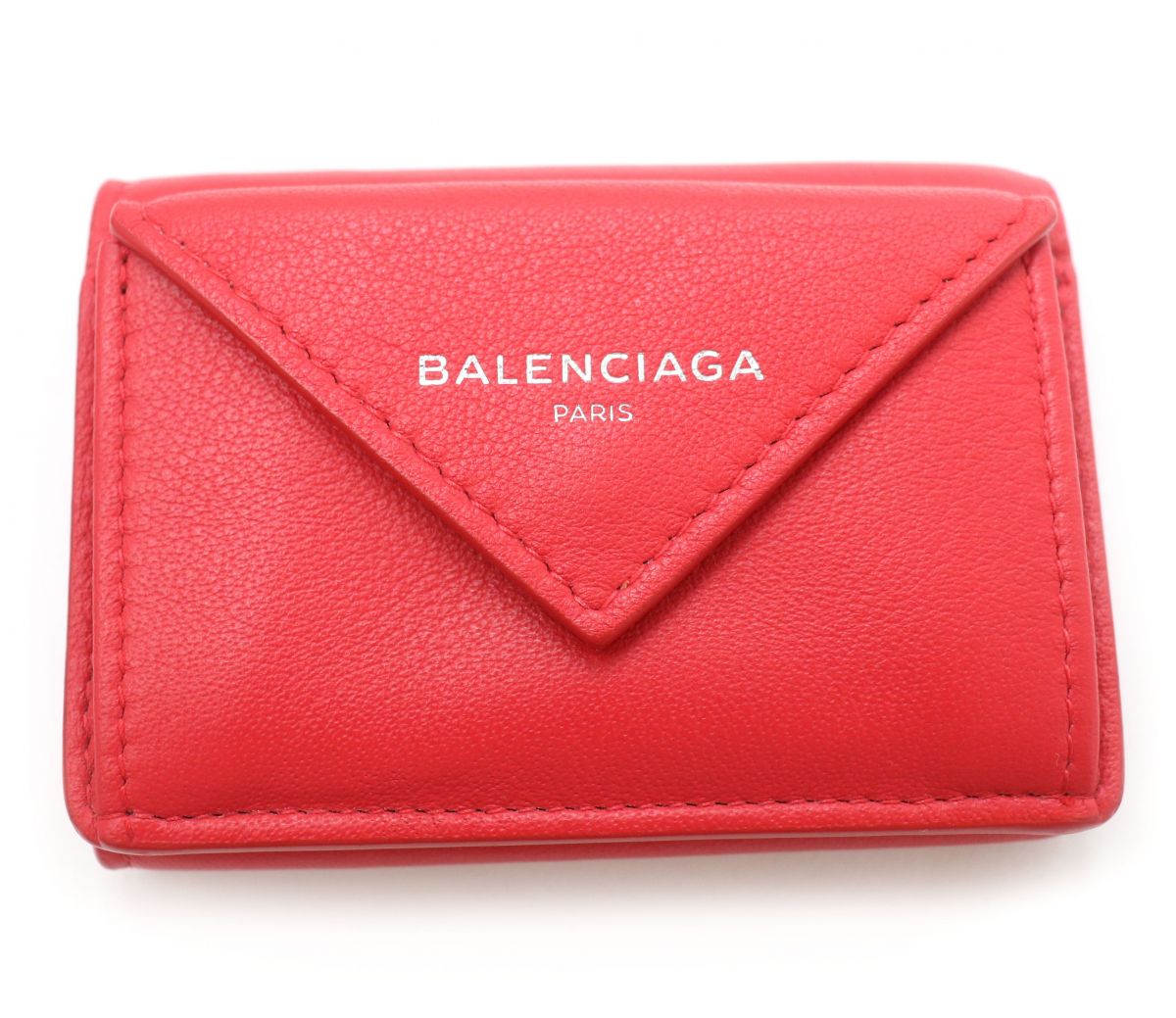 Balenciaga Logo Leather Mini Wallet Red