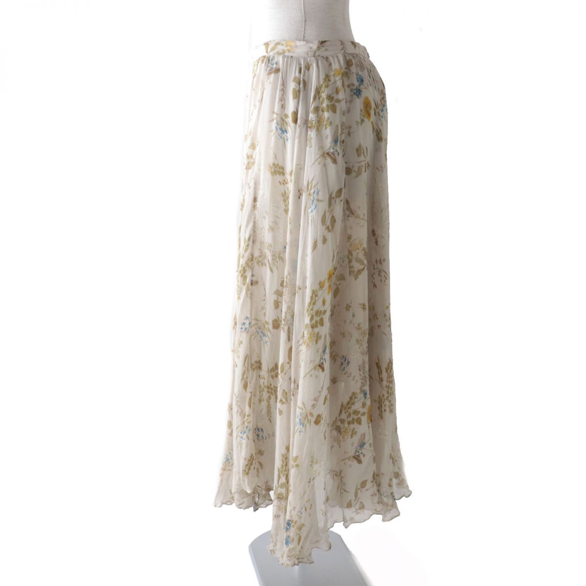 Celine Silk Floral Long Flared Skirt