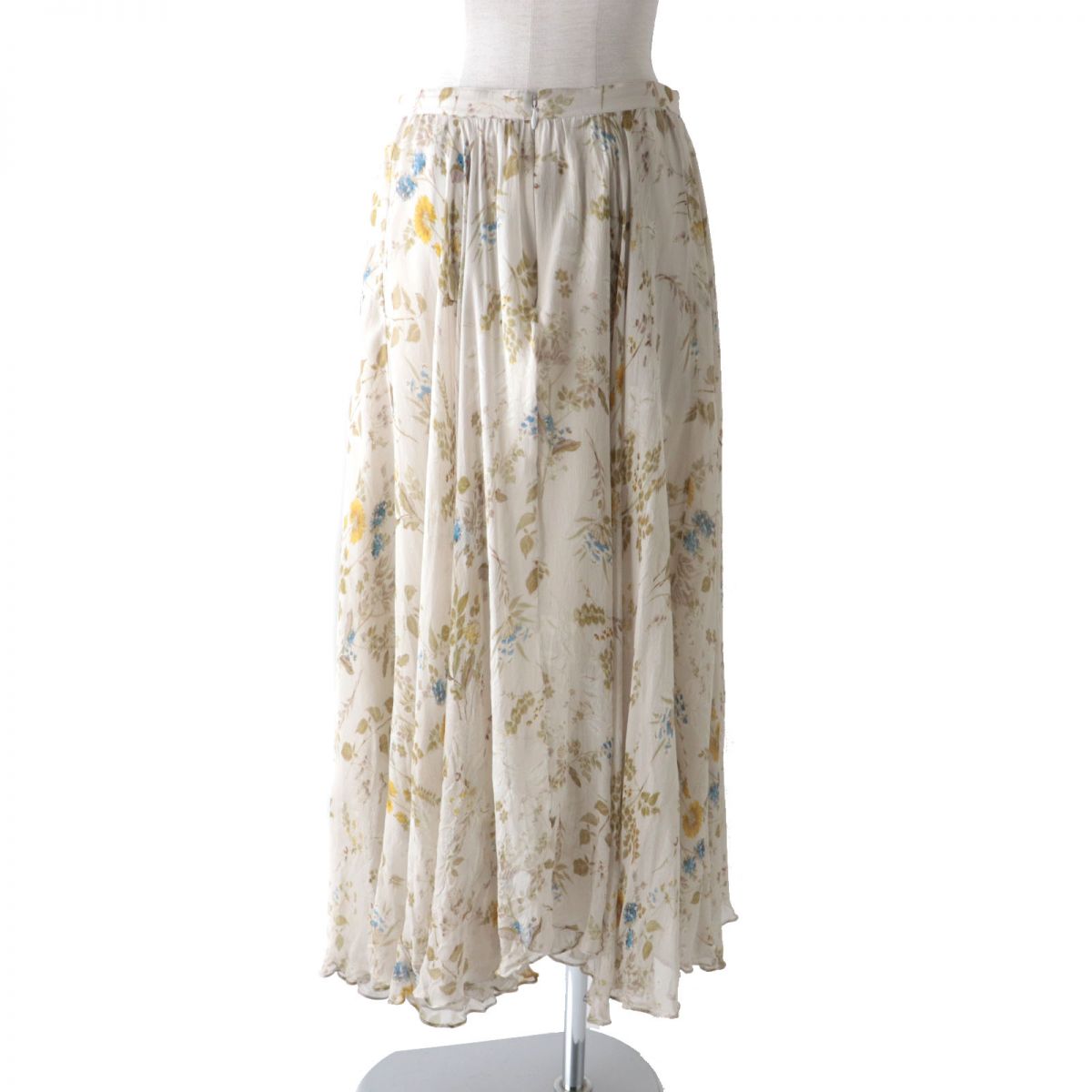 Celine Silk Floral Long Flared Skirt