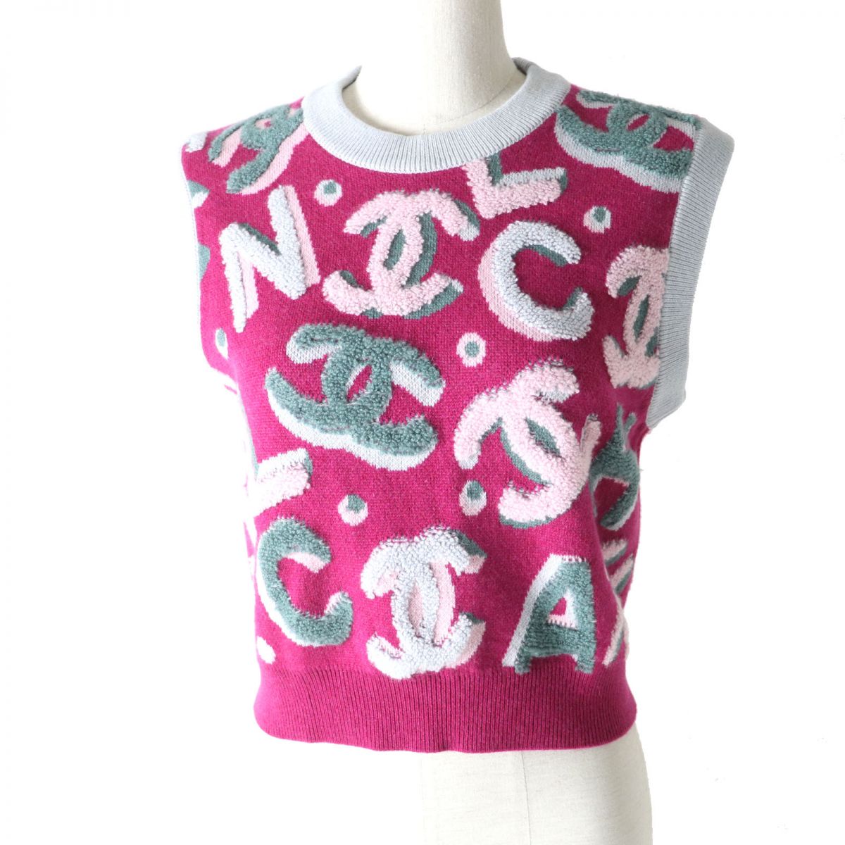 Chanel Cashmere Knit Vest 36 Coco Mark Logo