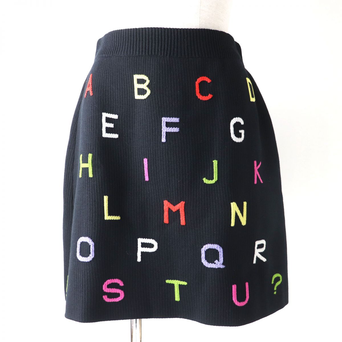 Chanel Alphabet Knit Skirt Black Multi 38