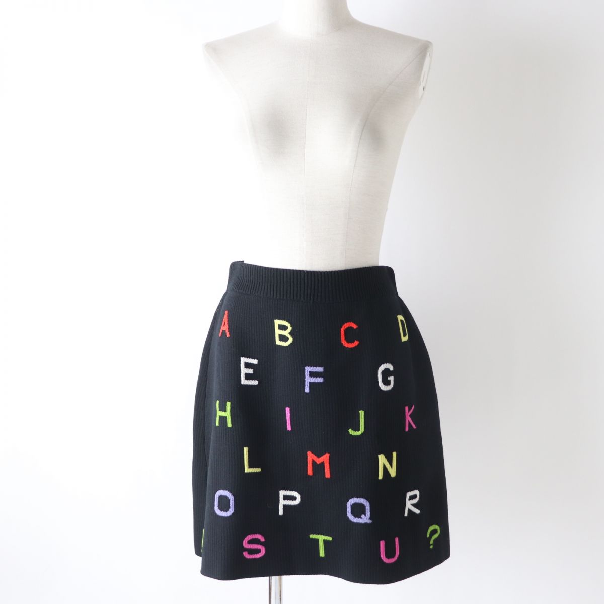 Chanel Alphabet Knit Skirt Black Multi 38