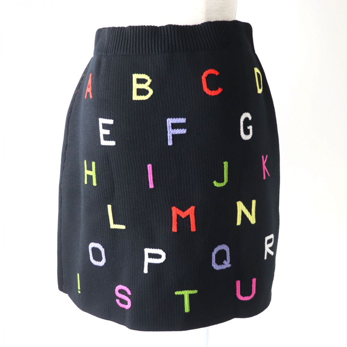 Chanel Alphabet Knit Skirt Black Multi 38