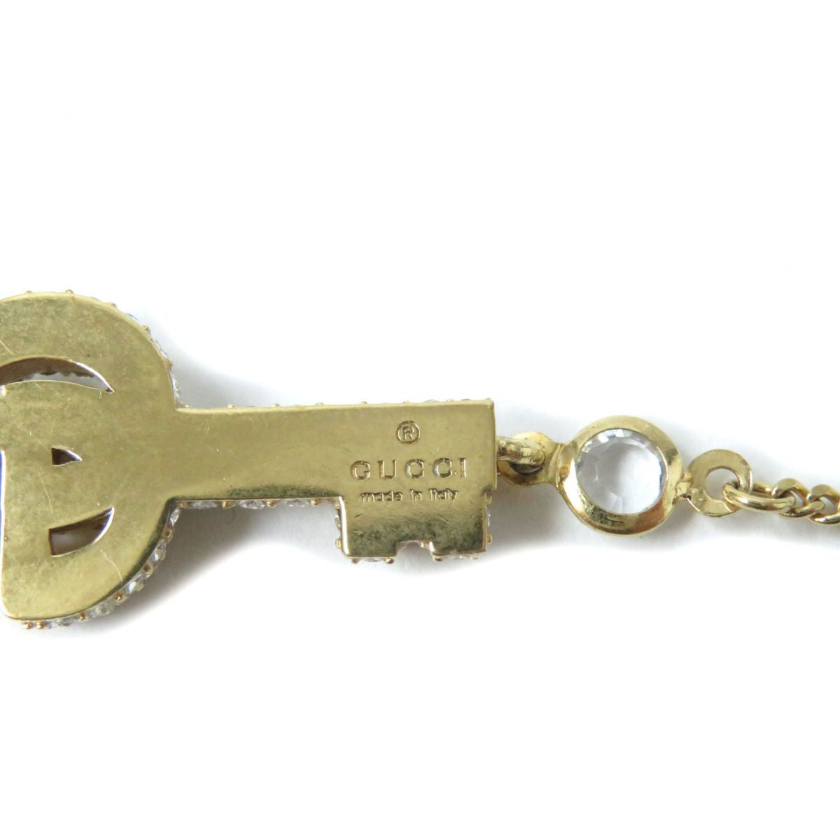 GUCCI Double G Key Bracelet with Rhinestones