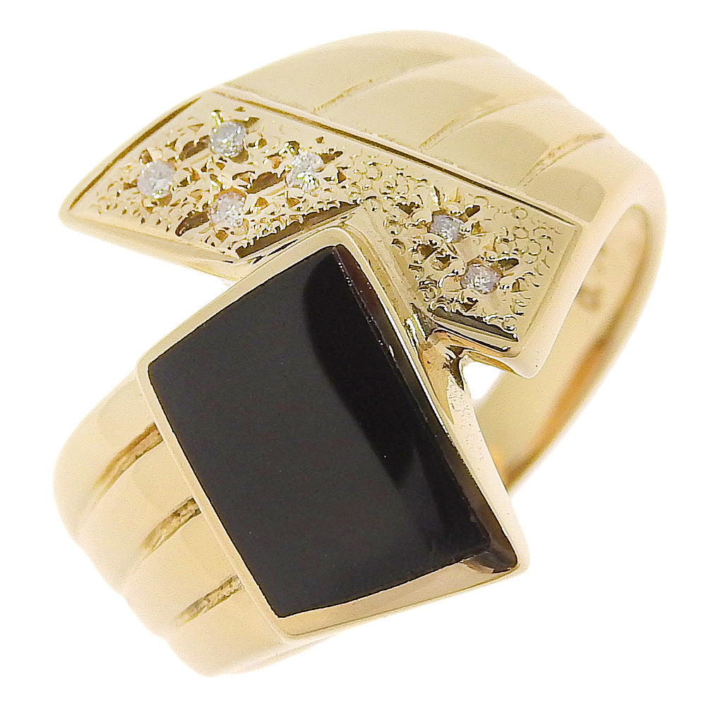 K18 Gold Onyx Diamond Ring Size 12