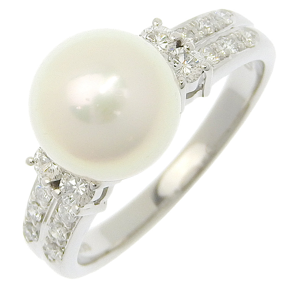 Tasaki Pt900 Platinum Akoya Pearl Diamond Ring