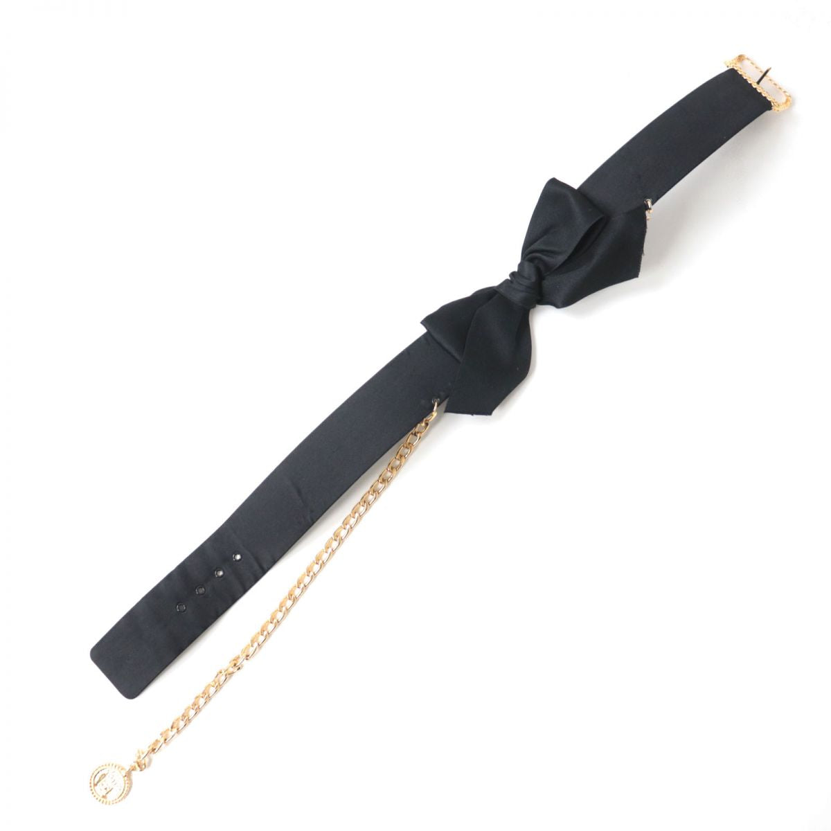 Chanel Vintage COCO Mark Ribbon Belt Black Gold