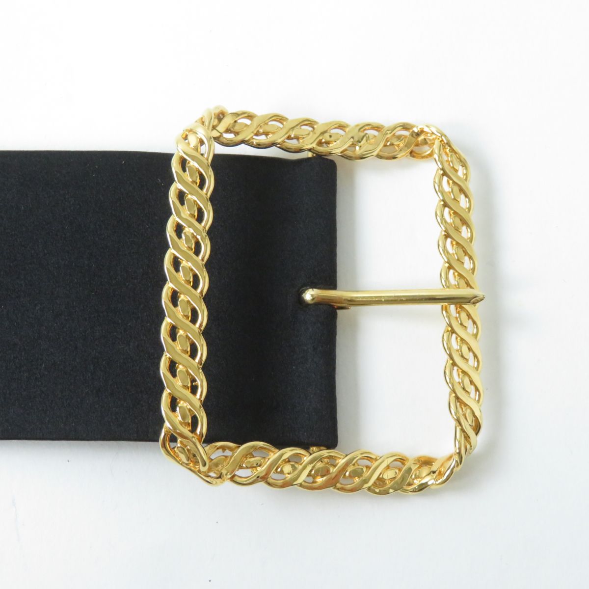 Chanel Vintage COCO Mark Ribbon Belt Black Gold