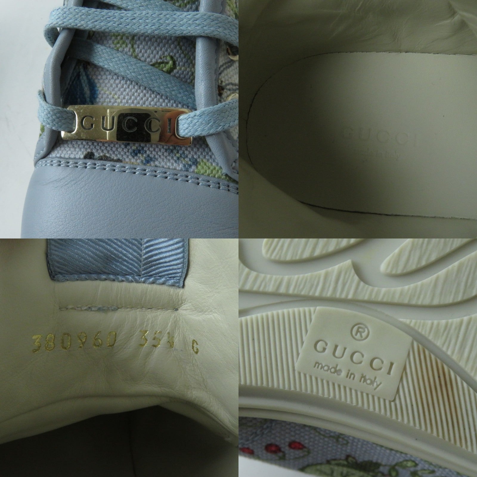 Gucci Floral Logo Canvas High-Top Sneakers 35.5