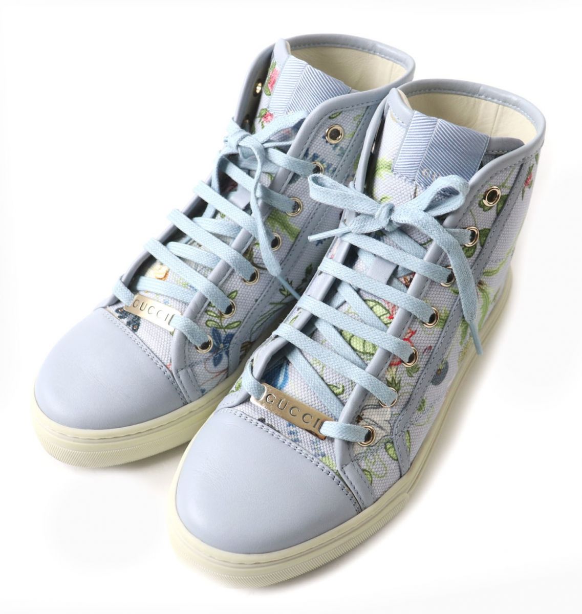 Gucci Floral Logo Canvas High-Top Sneakers 35.5