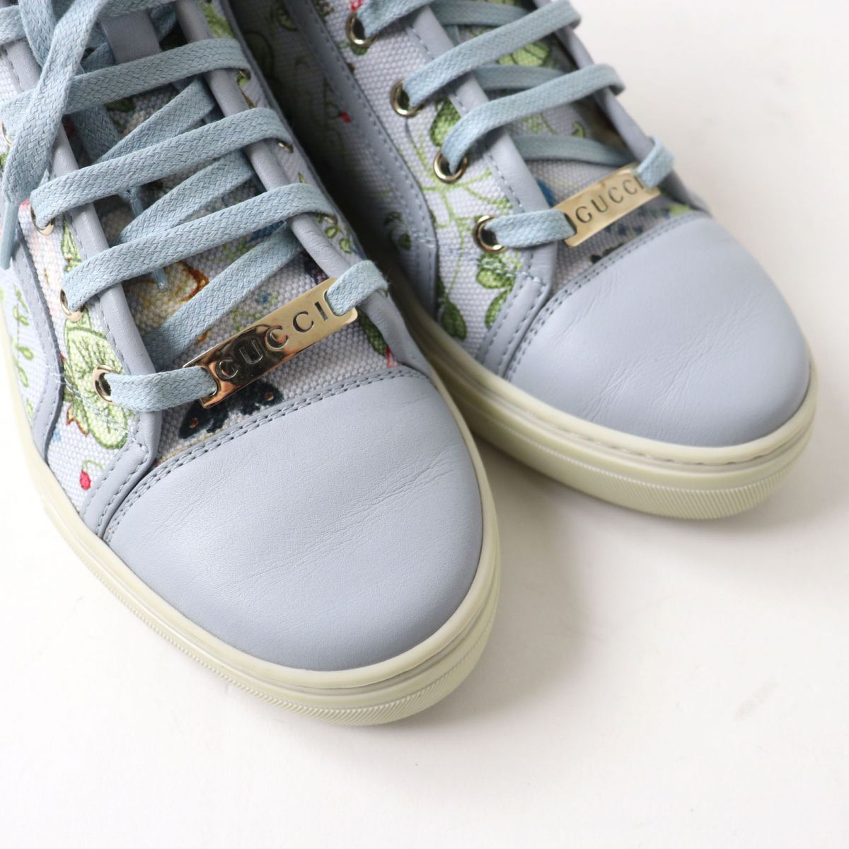 Gucci Floral Logo Canvas High-Top Sneakers 35.5