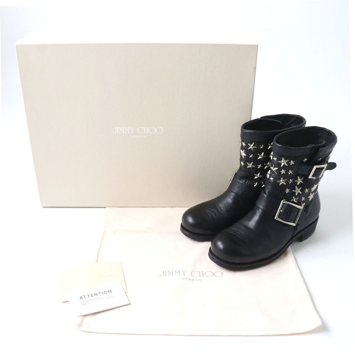 Jimmy Choo Leather Engineer Boots Black