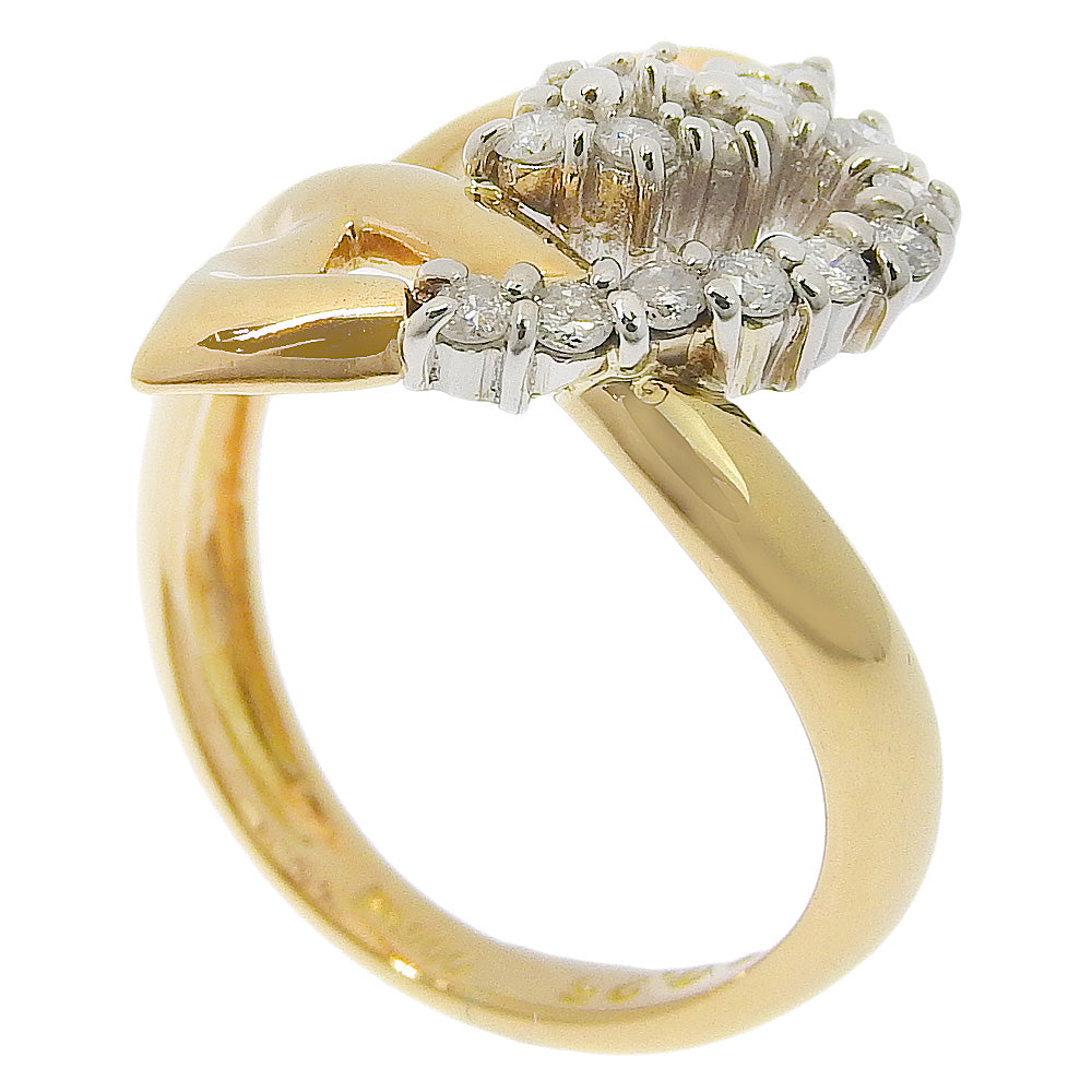 K18 Gold Pt900 Platinum Diamond Ring 9.5