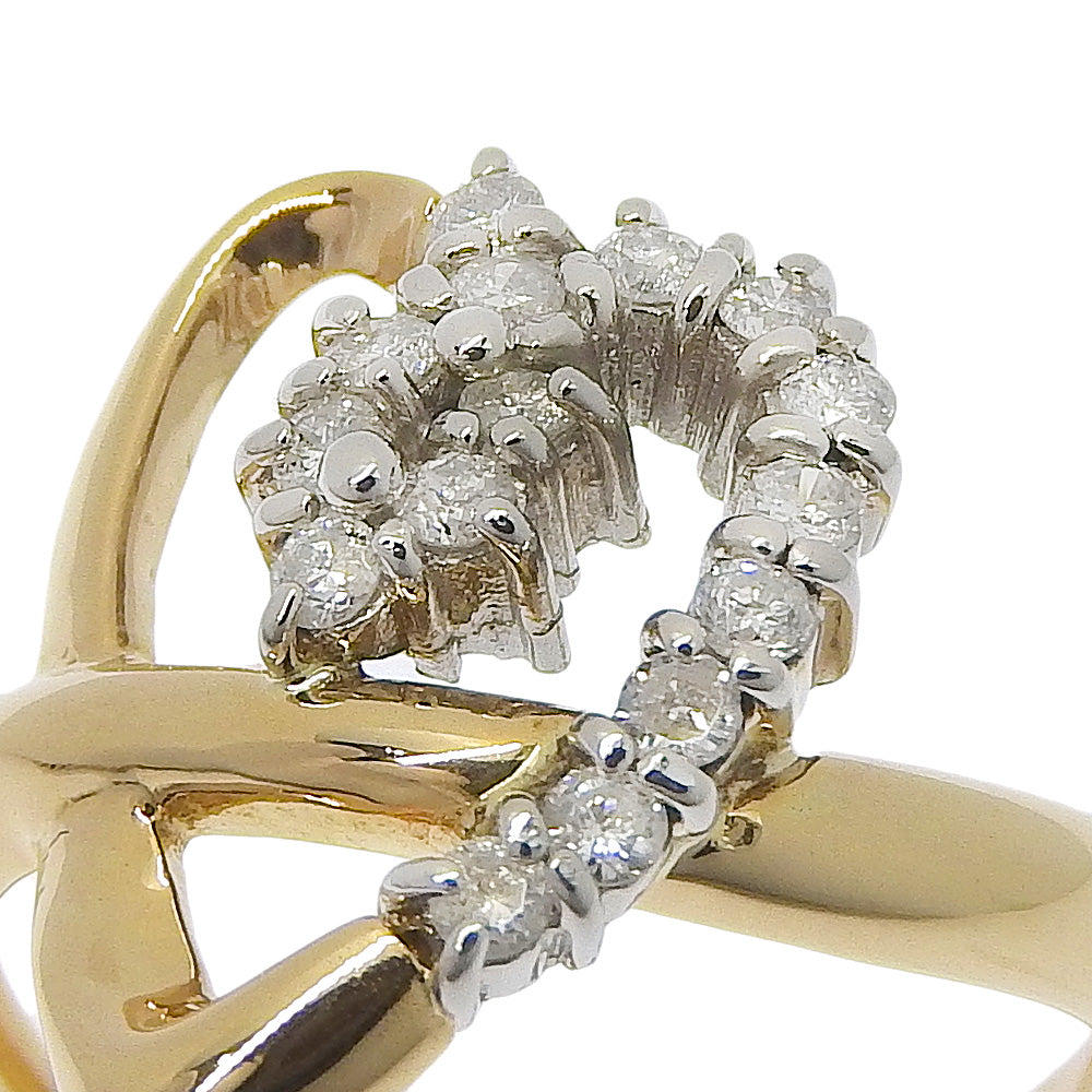 K18 Gold Pt900 Platinum Diamond Ring 9.5