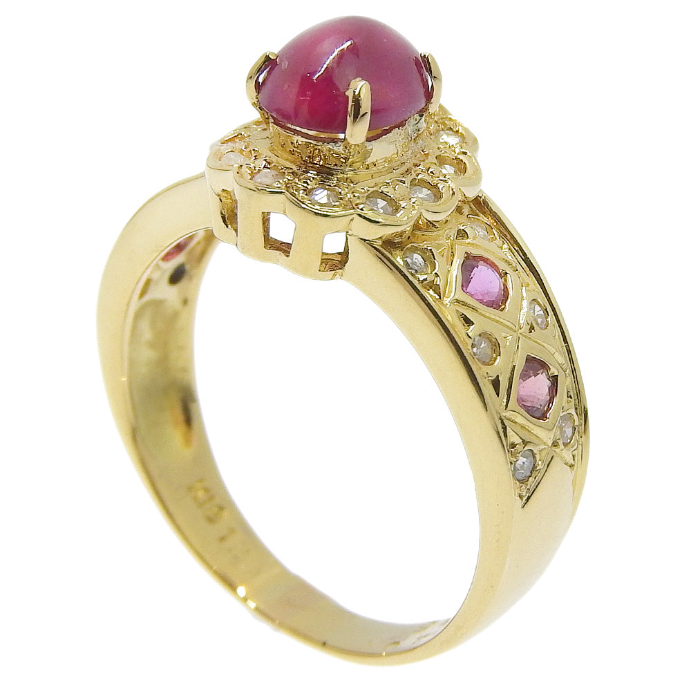 K18 Gold Star Ruby Diamond Ring