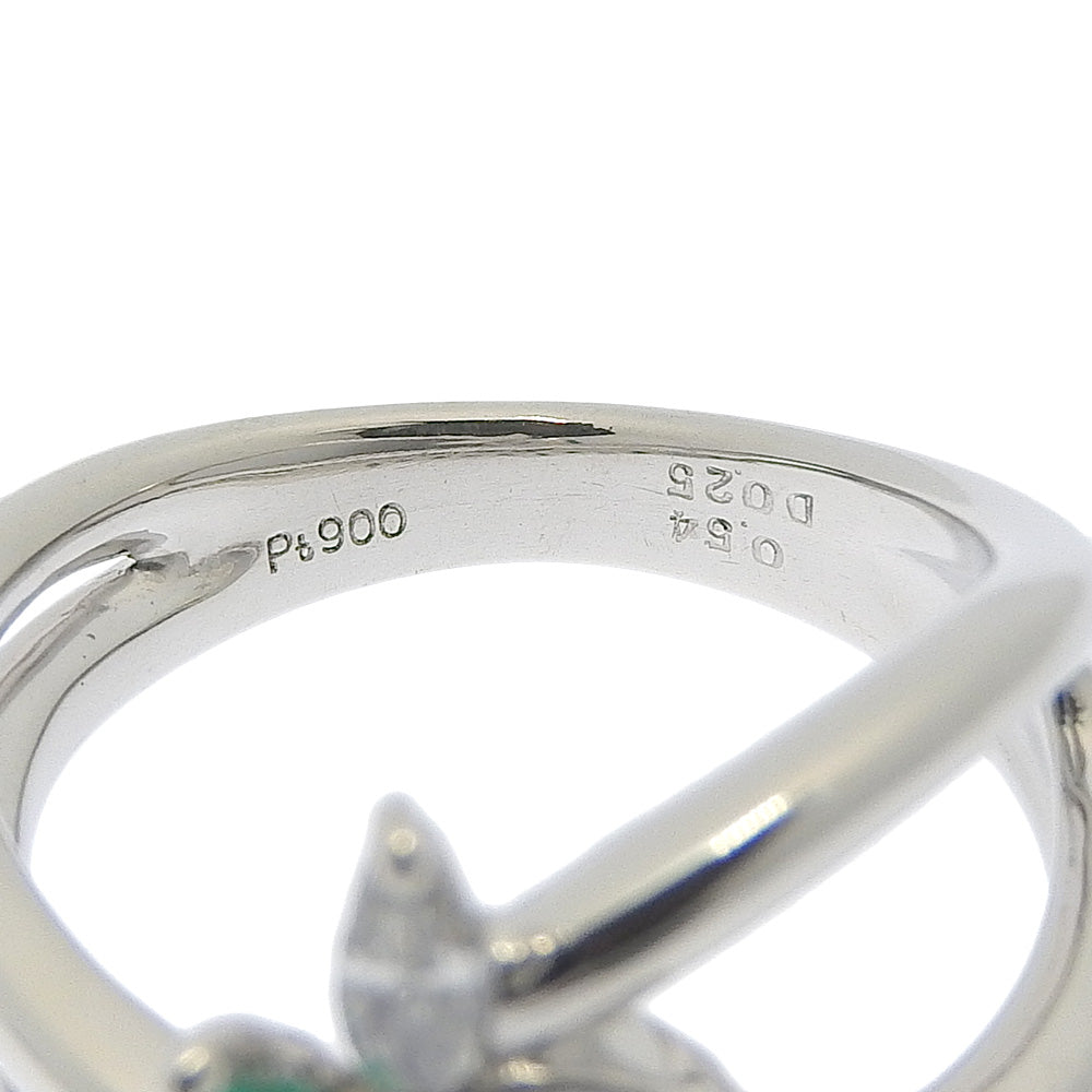 Pt900 Platinum Emerald Diamond Ring 11.5