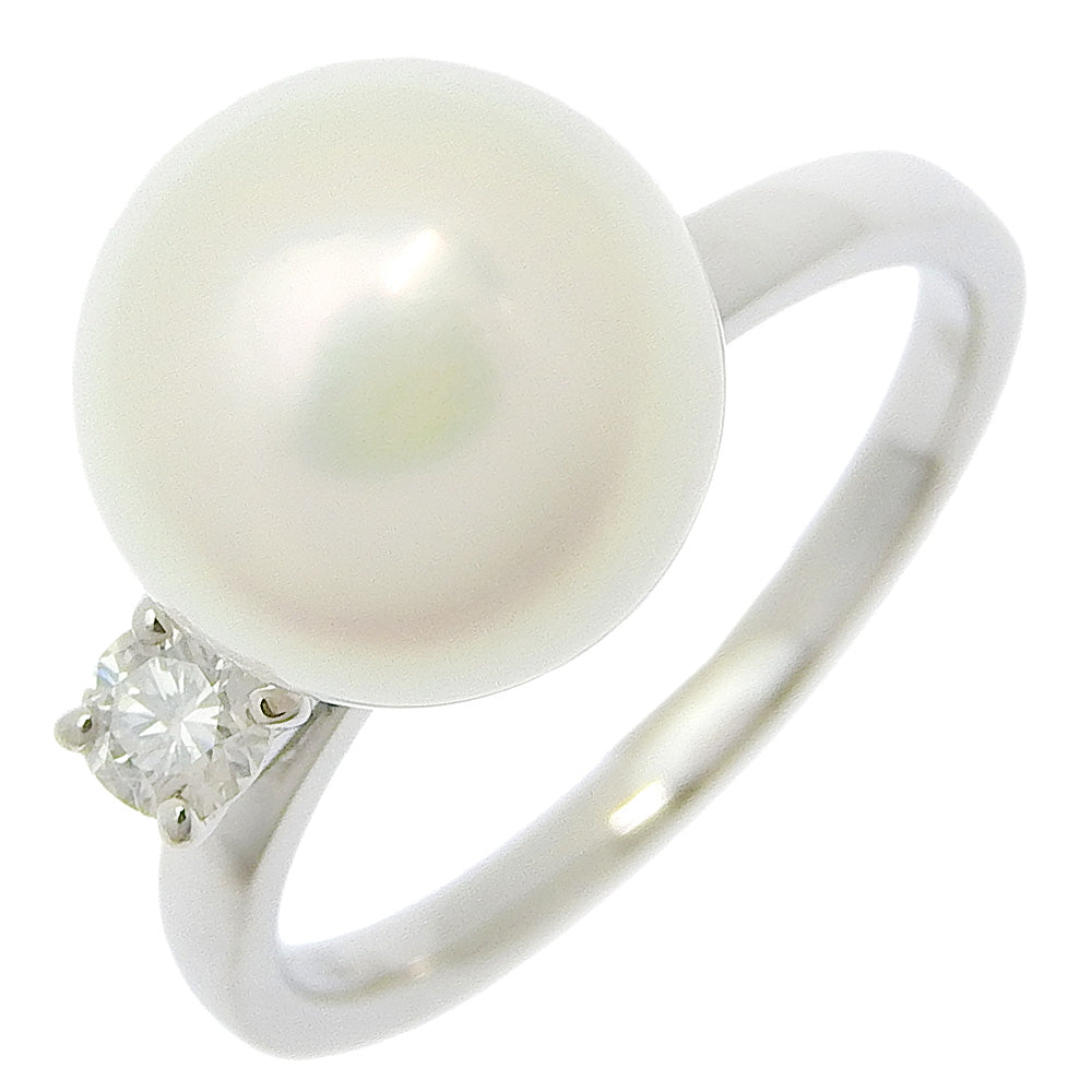 Pt900 Platinum Akoya Pearl Diamond Ring