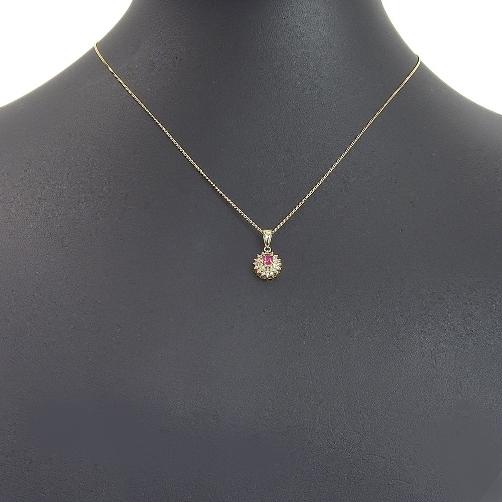 K18 Yellow Gold Necklace with Ruby and Diamond for Women - SA Preloved