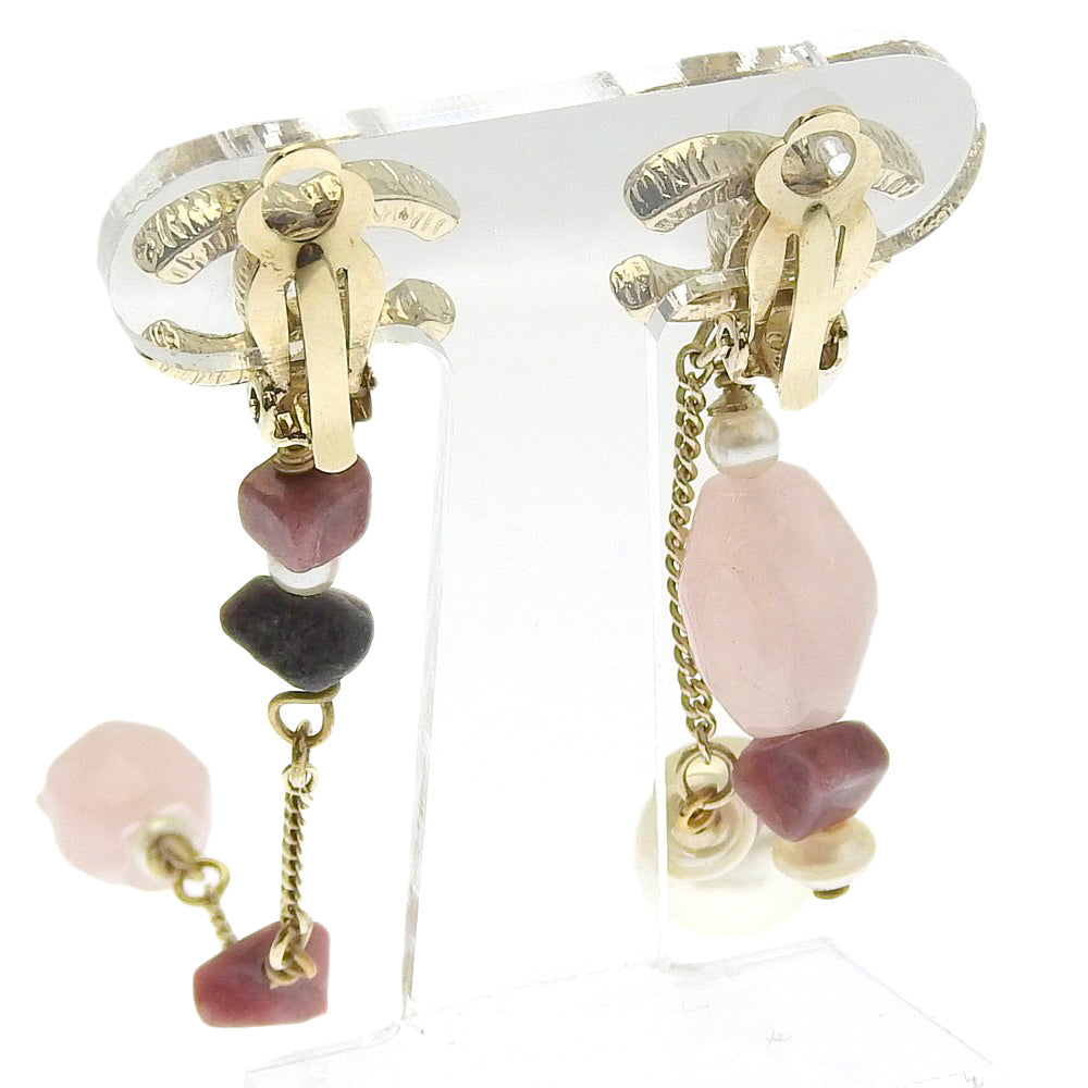 Chanel Asymmetrical Metal Color Stone Earrings