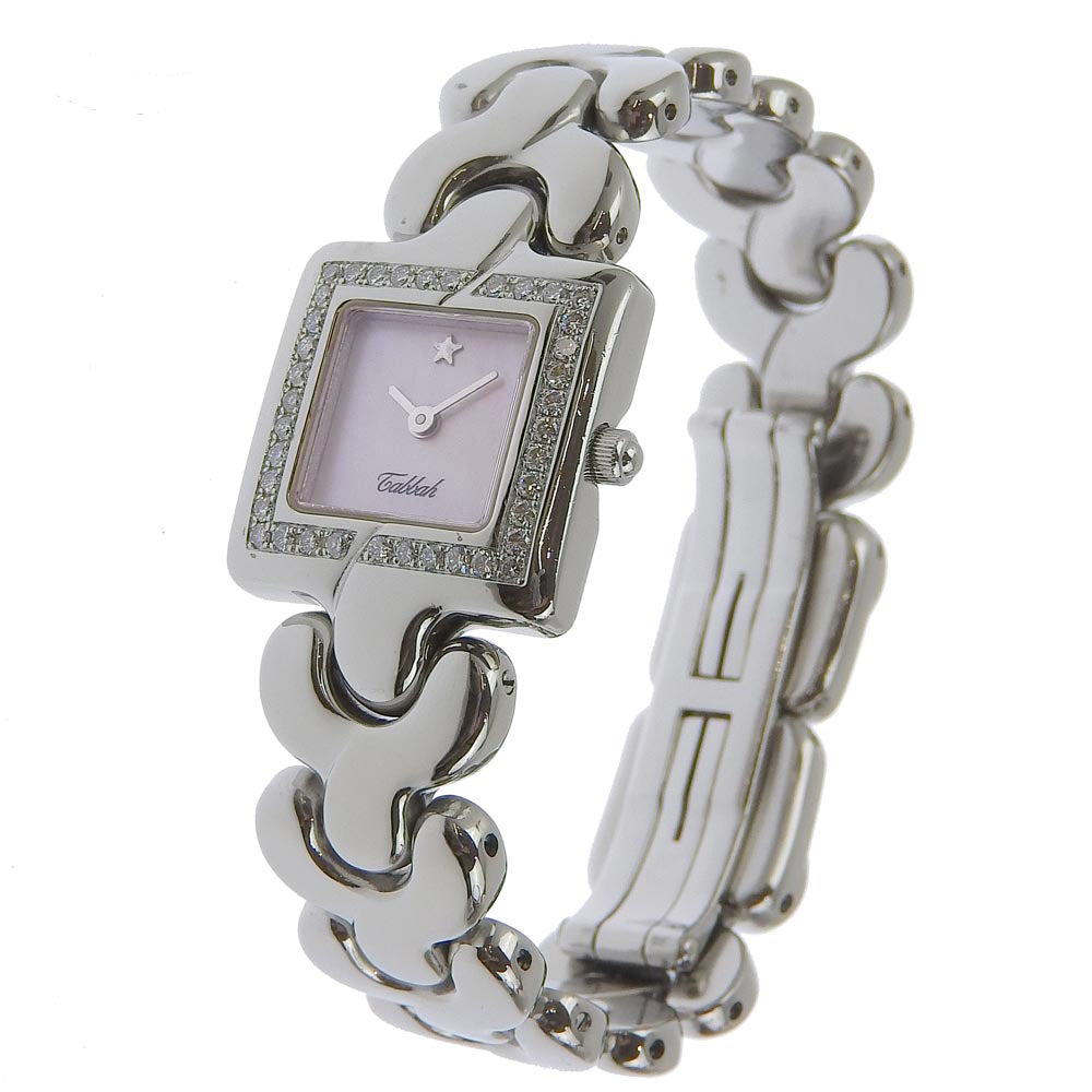 Taber Quartz Ladies Watch with Diamond Bezel, Stainless Steel, Swiss Made, Pink Shell Dial [Used]