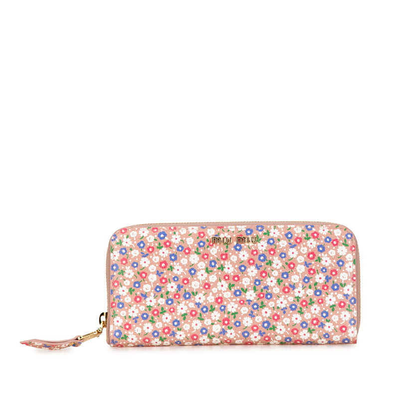 Miu Miu Floral Leather Zip-Around Wallet