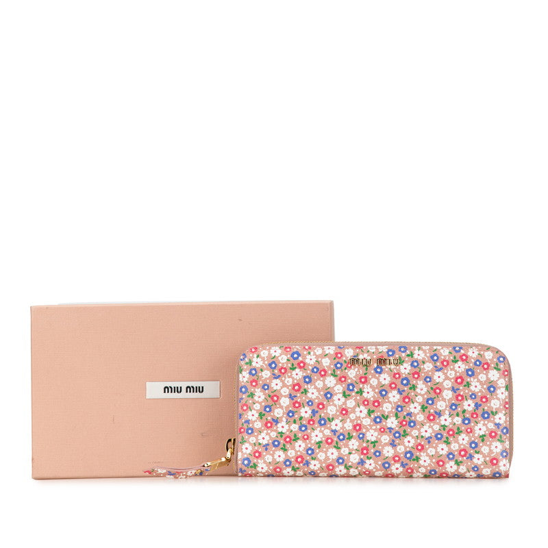 Miu Miu Floral Leather Zip-Around Wallet