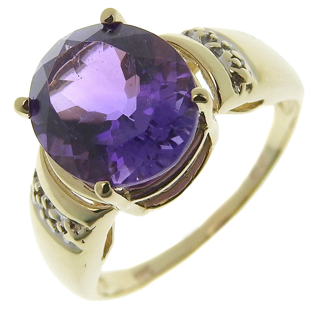 K10 Gold Amethyst Diamond Ring