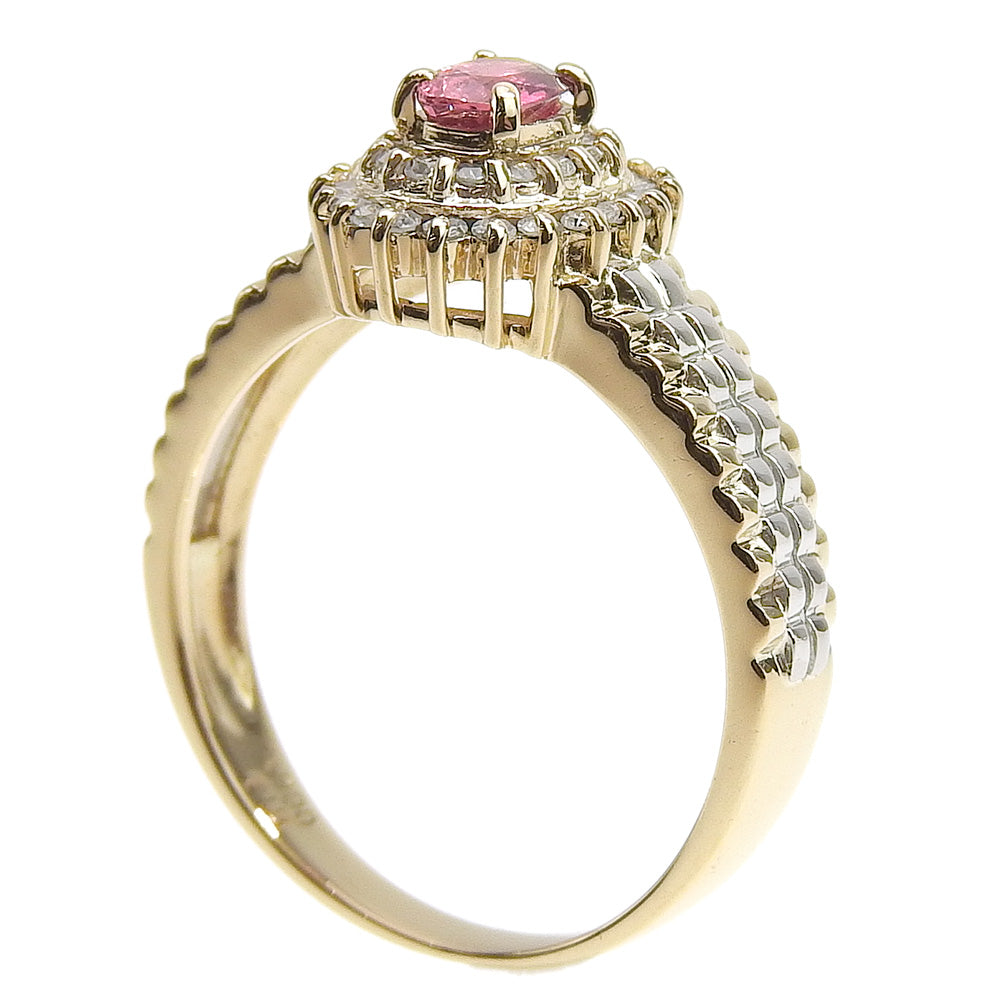 Pt900 Platinum K18 Gold Ruby Diamond Ring