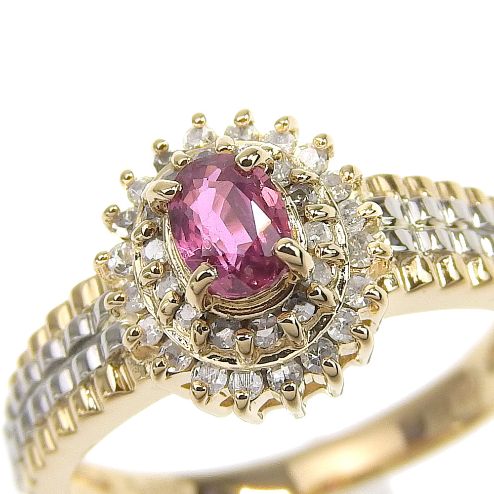 Pt900 Platinum K18 Gold Ruby Diamond Ring