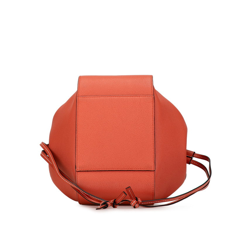 Loewe Anagram Hammock Drawstring Small Leather Handbag 2WAY Coral Orange in Great Condition