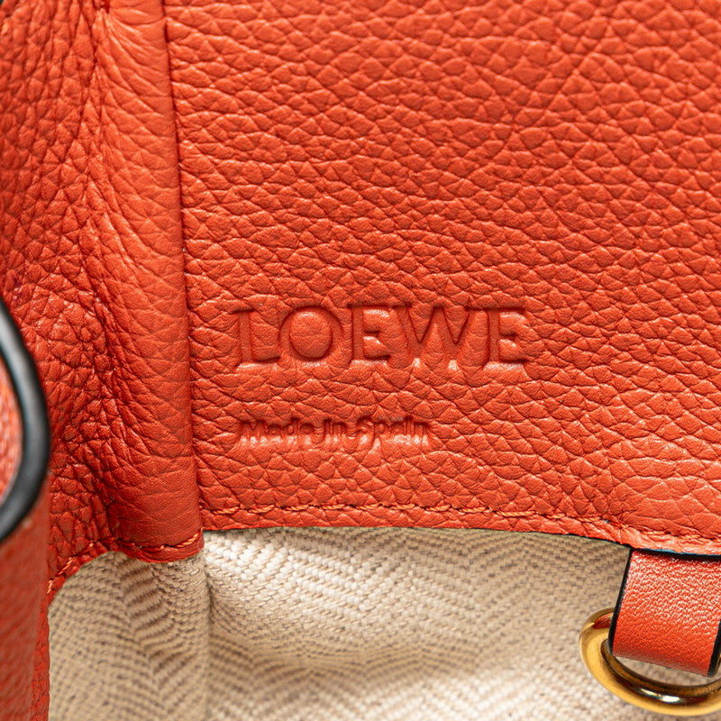 Loewe Anagram Hammock Drawstring Small Leather Handbag 2WAY Coral Orange in Great Condition