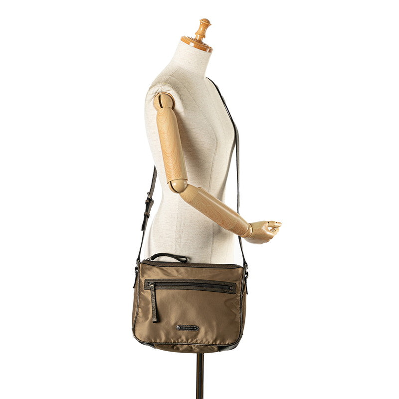 Burberry Nylon Leather Shoulder Bag Khaki Brown