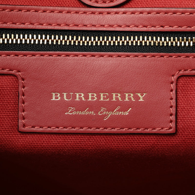 Burberry Nova Check Shadow Horse Canvas Leather Tote Bag in Very Good Condition