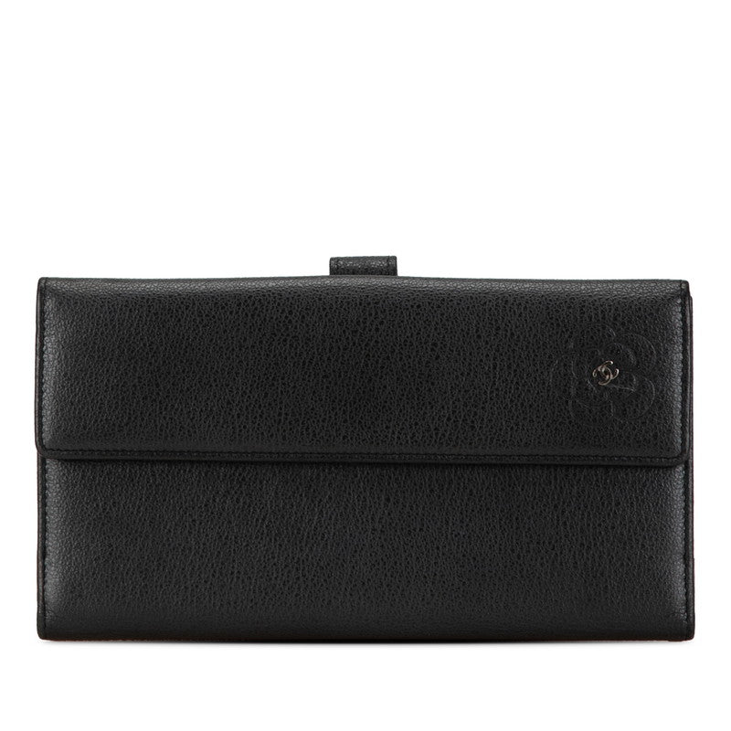 Chanel Camellia Leather Long Wallet