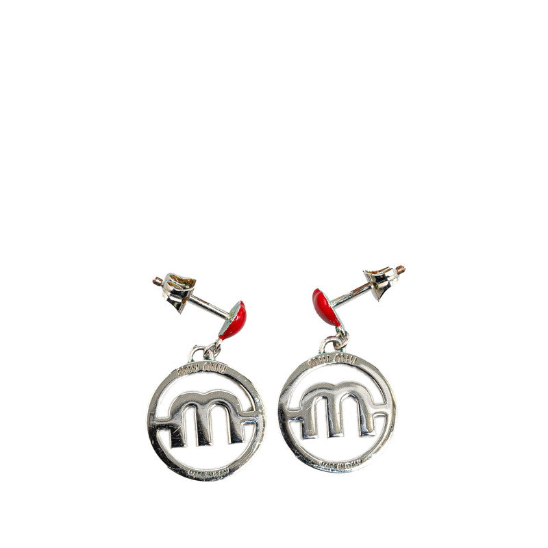 Miu Miu Round Initial M Heart Rhinestone Earrings in Very Good Condition