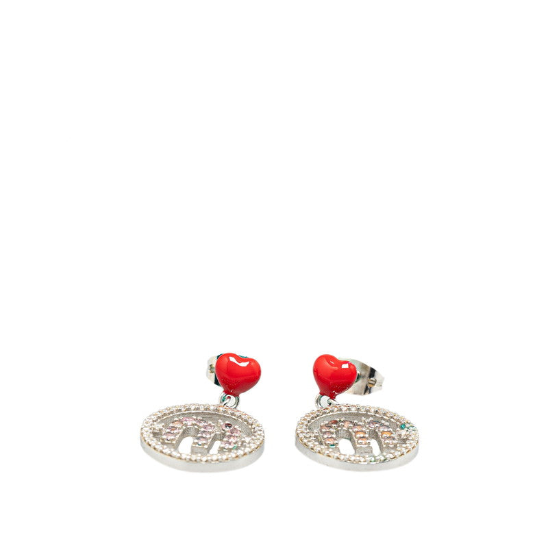 Miu Miu Round Initial M Heart Rhinestone Earrings in Very Good Condition