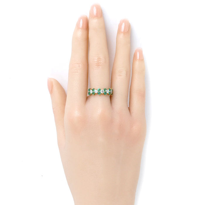 K18YG Diamond Emerald Ring 0.97ct