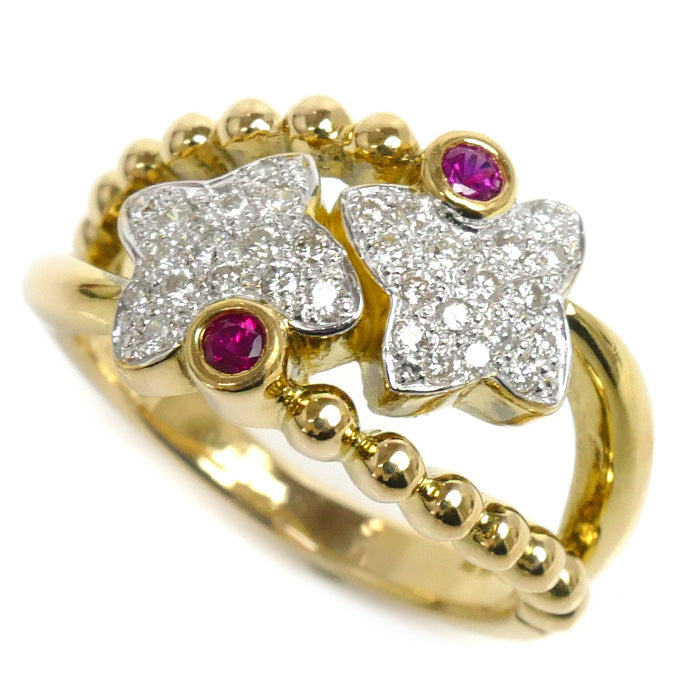 K18YG Yellow Gold Ruby Diamond Ring