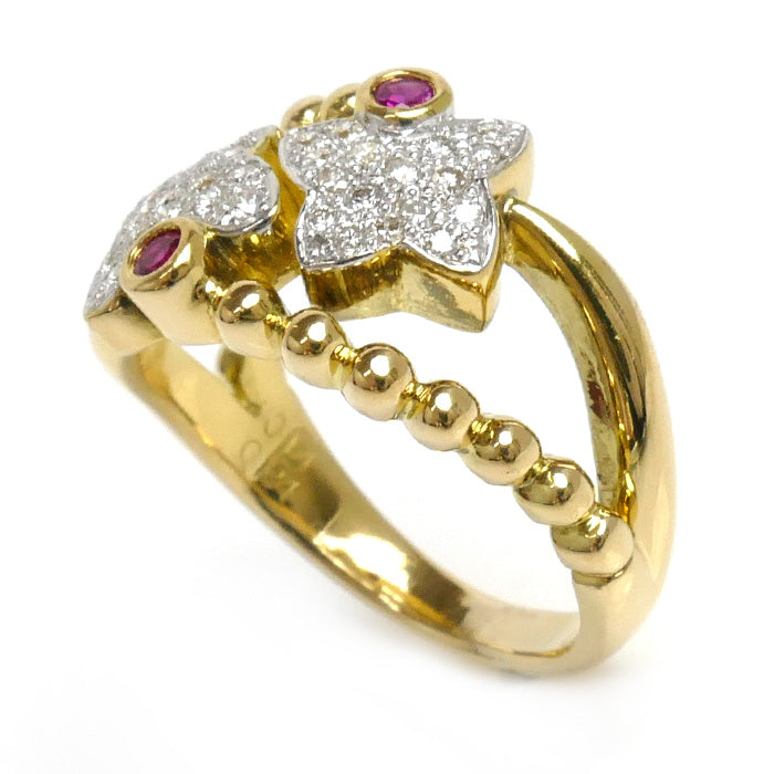 K18YG Yellow Gold Ruby Diamond Ring