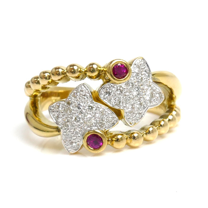 K18YG Yellow Gold Ruby Diamond Ring