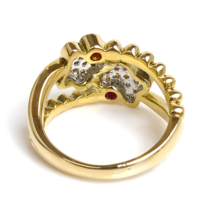 K18YG Yellow Gold Ruby Diamond Ring