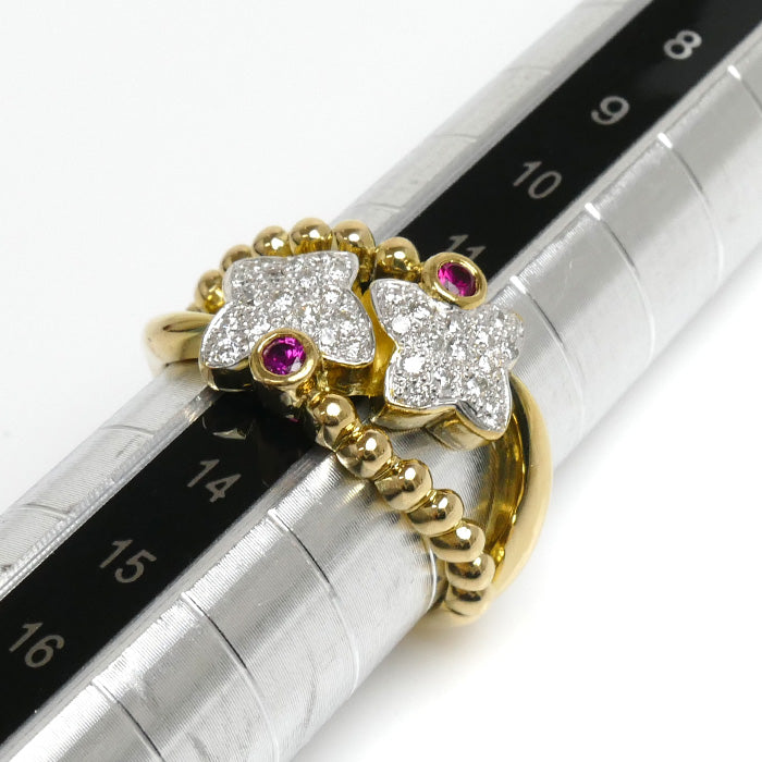 K18YG Yellow Gold Ruby Diamond Ring