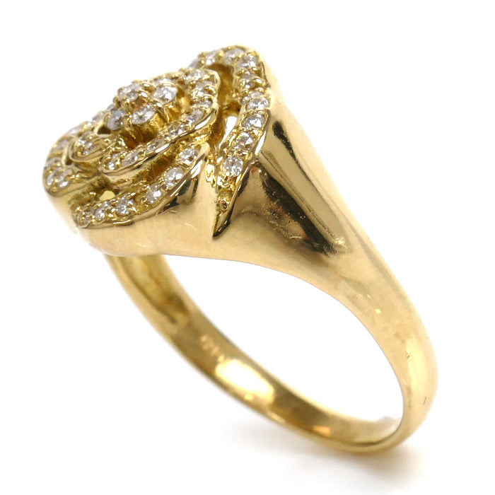 K18YG Yellow Gold Diamond Flower Ring