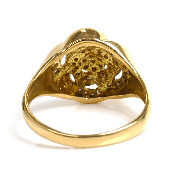 K18YG Yellow Gold Diamond Flower Ring