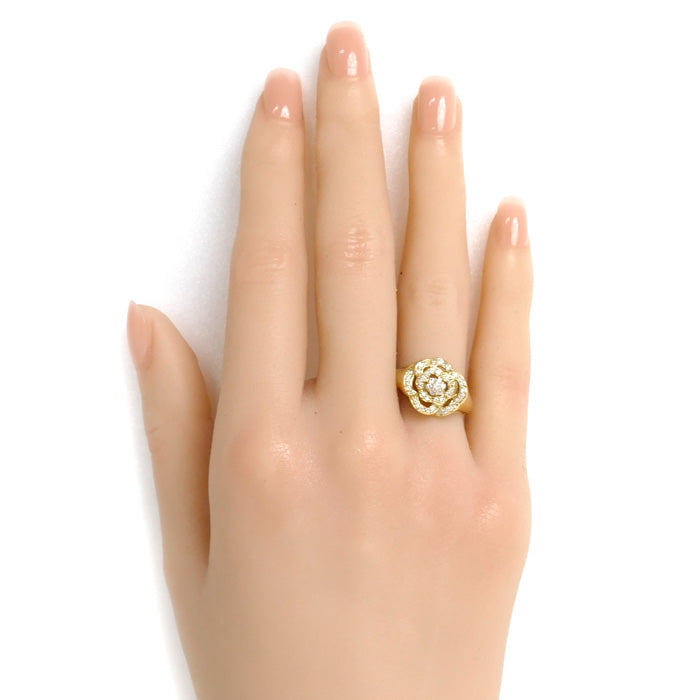 K18YG Yellow Gold Diamond Flower Ring