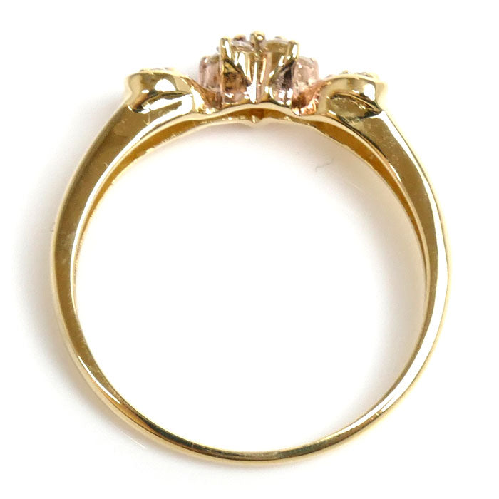 K18YG Yellow Gold Diamond Flower Heart Ring