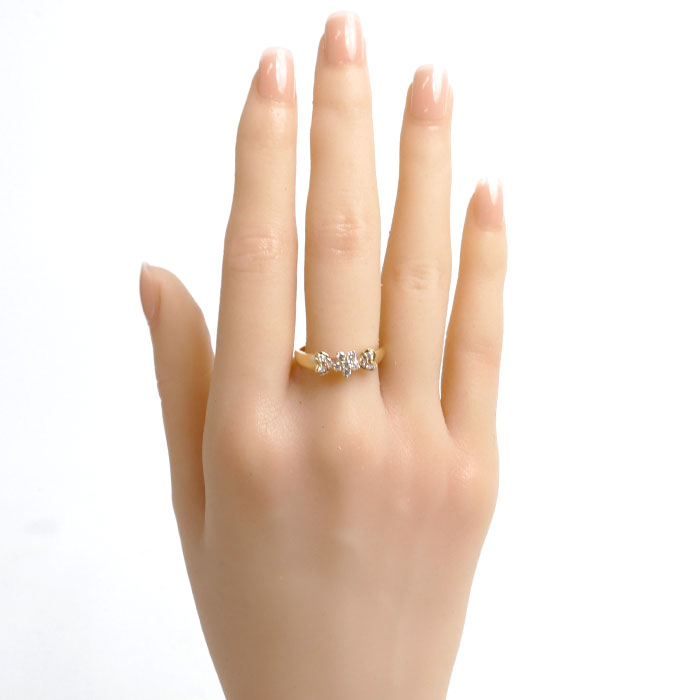 K18YG Yellow Gold Diamond Flower Heart Ring