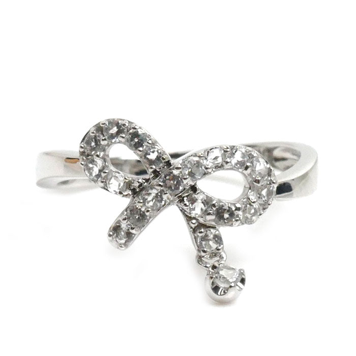 Vendome Aoyama K18WG White Gold Topaz Ribbon Ring